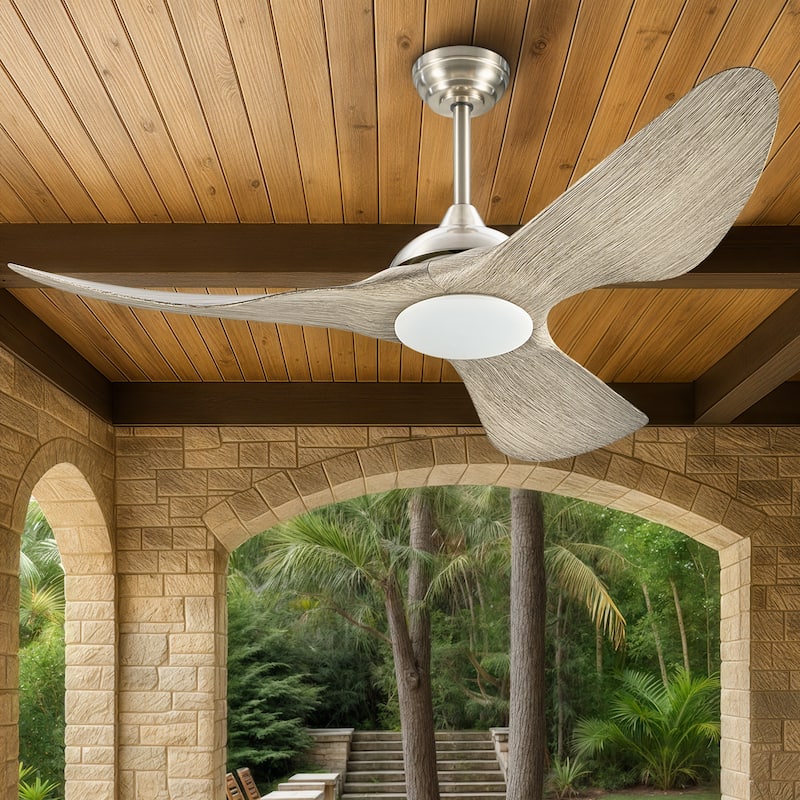 52" Outdoor Wet-Rated Waterproof LED Ceiling Fan with Dimmable Light and Remote Control