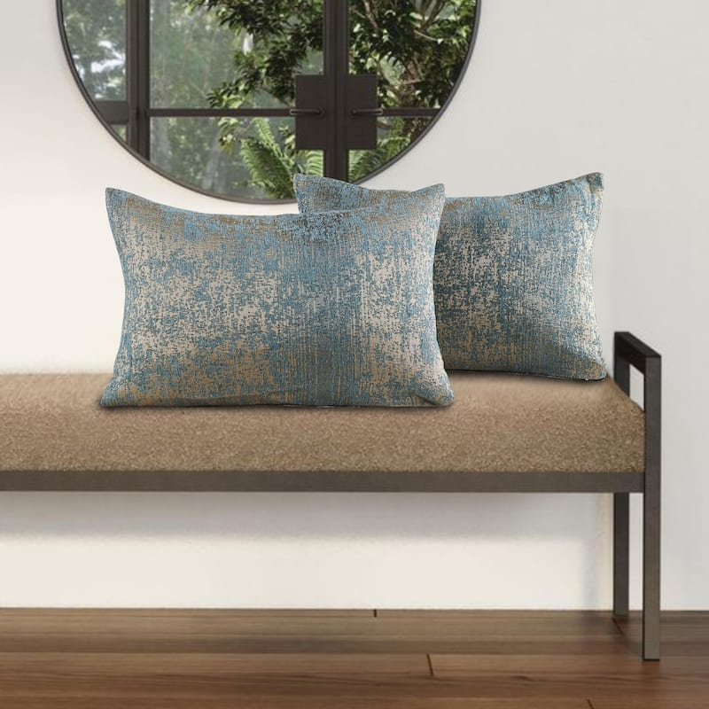 2-Piece Jacquard Chenille Zippered Lumbar Pillow Cover Set