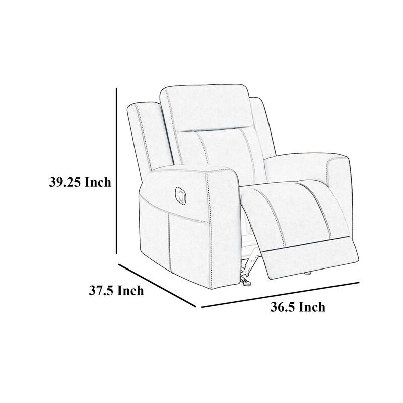 Krio Manual Recliner Chair, 37 Inch, Modern Charcoal Gray Faux Leather