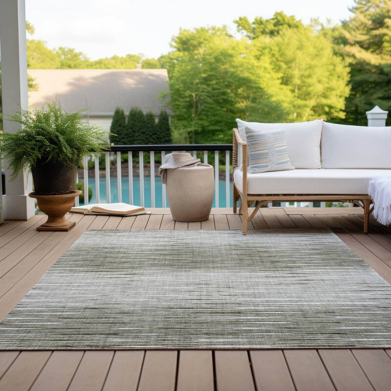 Machine Washable Indoor/ Outdoor Chantille Ombre Stripes Rug