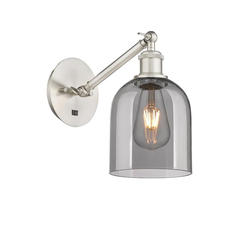 Innovations Lighting 317-1W-10-6 Bella Sconce Bella 10" Tall Wall - Brushed Satin Nickel / Light Smoke