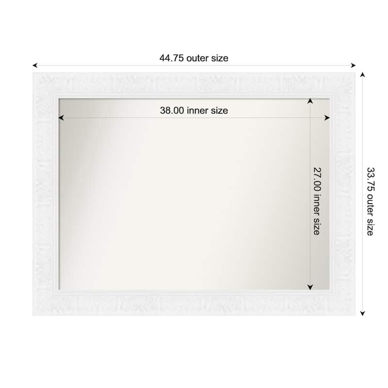 Luxe Non-Beveled Framed Bathroom Vanity Wall Mirror - 45 x 34 in - Luxe White