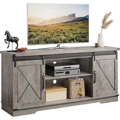TV Stand for 65 Inch TV, Entertainment Center with Storage and Sliding Barn Doors