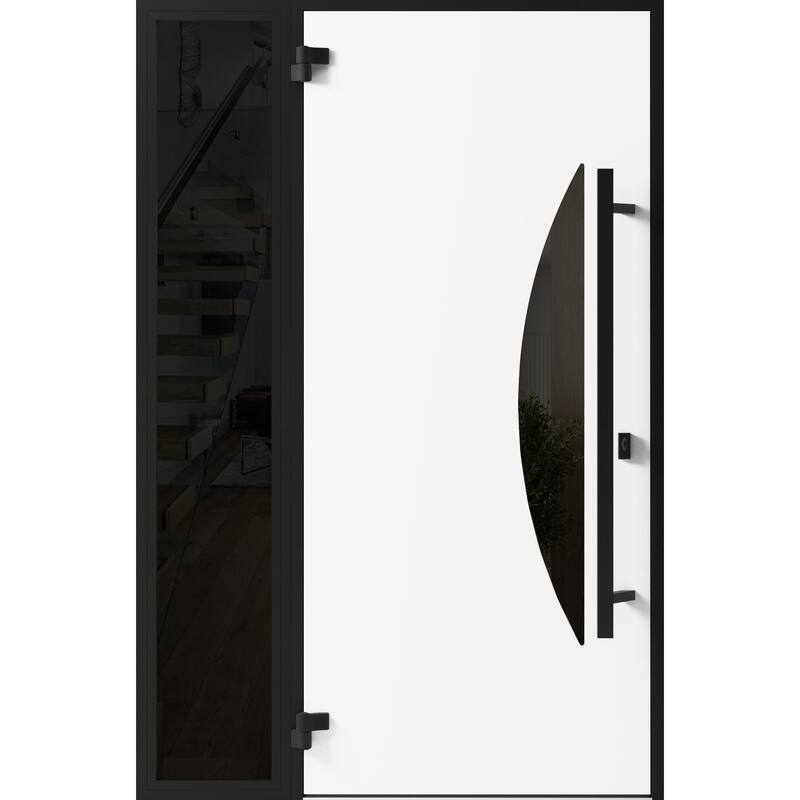 Front Exterior Prehung Steel Door Ronex 1077 Teak Entry Metal Painted W36xH80 Left hand Inswing