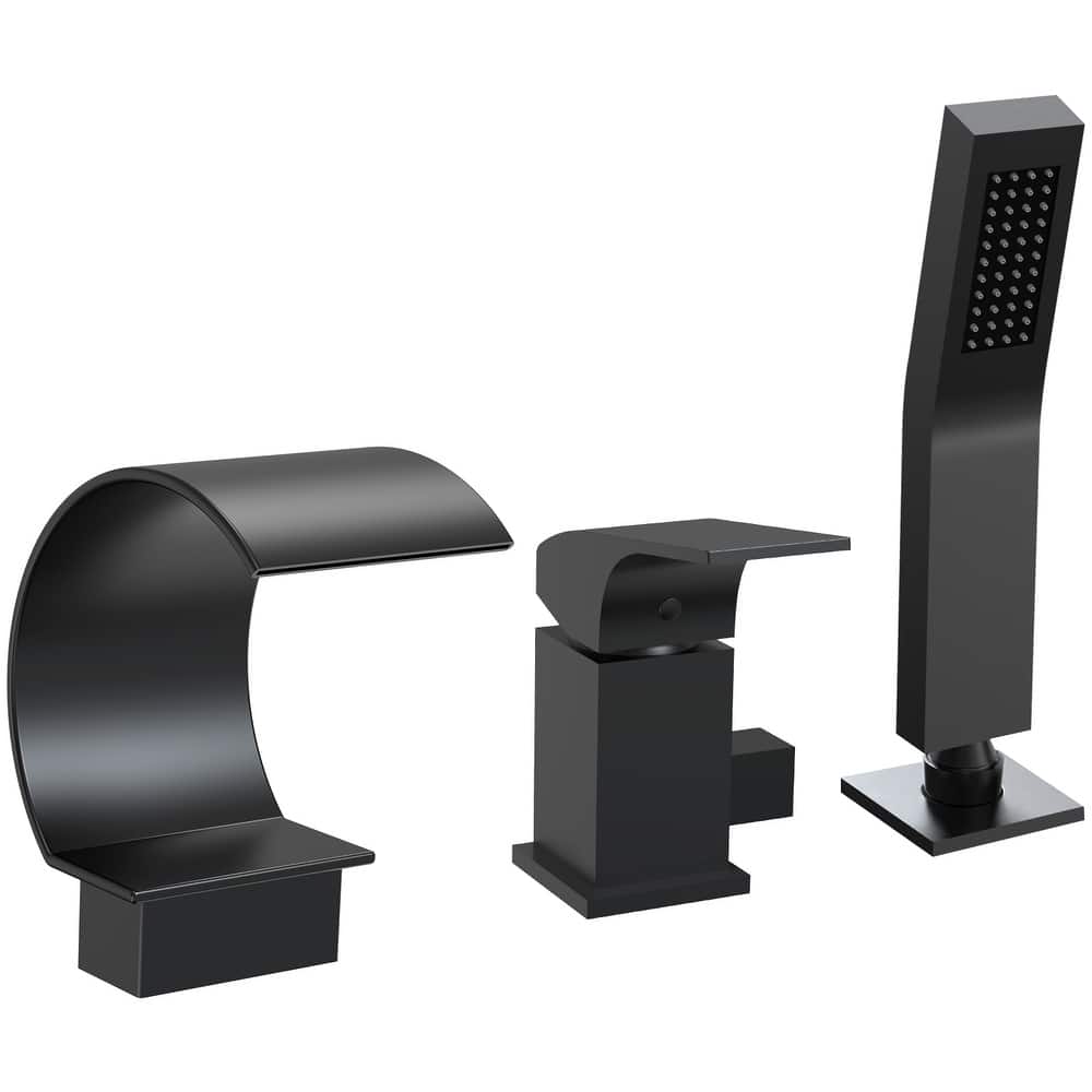 GRANDJOY Shower Faucet Set Deck Mount Bathtub Spout and Handheld Spray Combo High Pressure