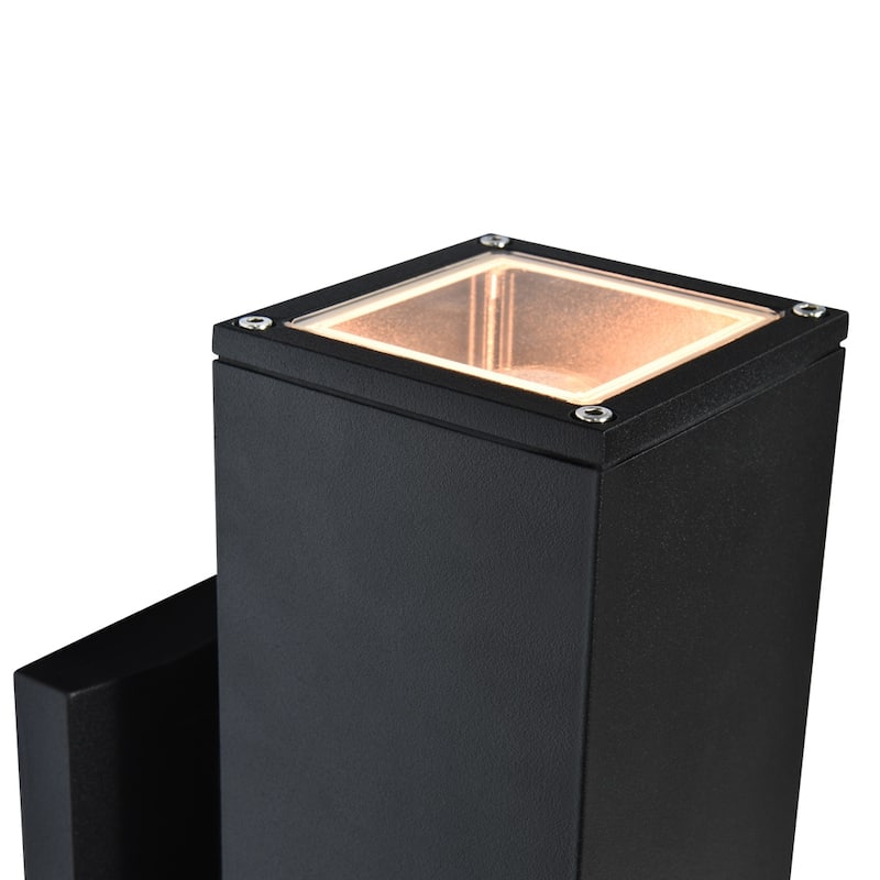 2 Pack 11 in. Industrial Black Square Aluminum Outdoor Lights Wall Lantern Sconce - 3.54 in. W x 11.02 in. H x 5.51 in. D