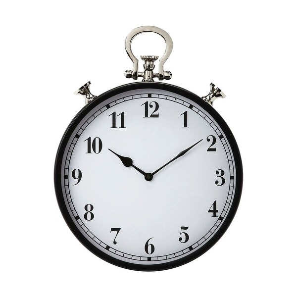 Offex Modern Round Steel and Aluminum Wall Clock - Black