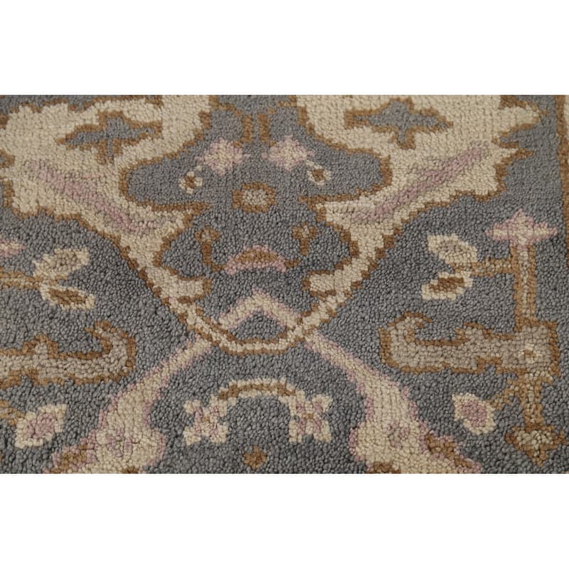 Gray Oushak Oriental Runner Rug Hand-Knotted Wool Carpet - 2'8"x 8'0"