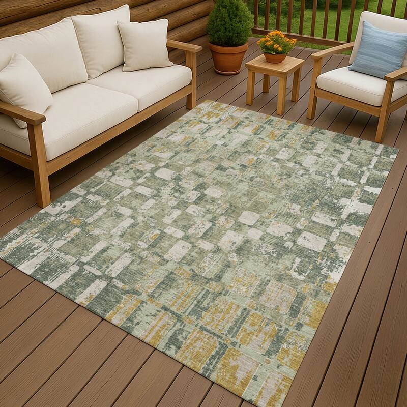 Machine Washable Indoor/ Outdoor Casual Foxfield Chantille Rug - Celery - 2'6" x 3'10"