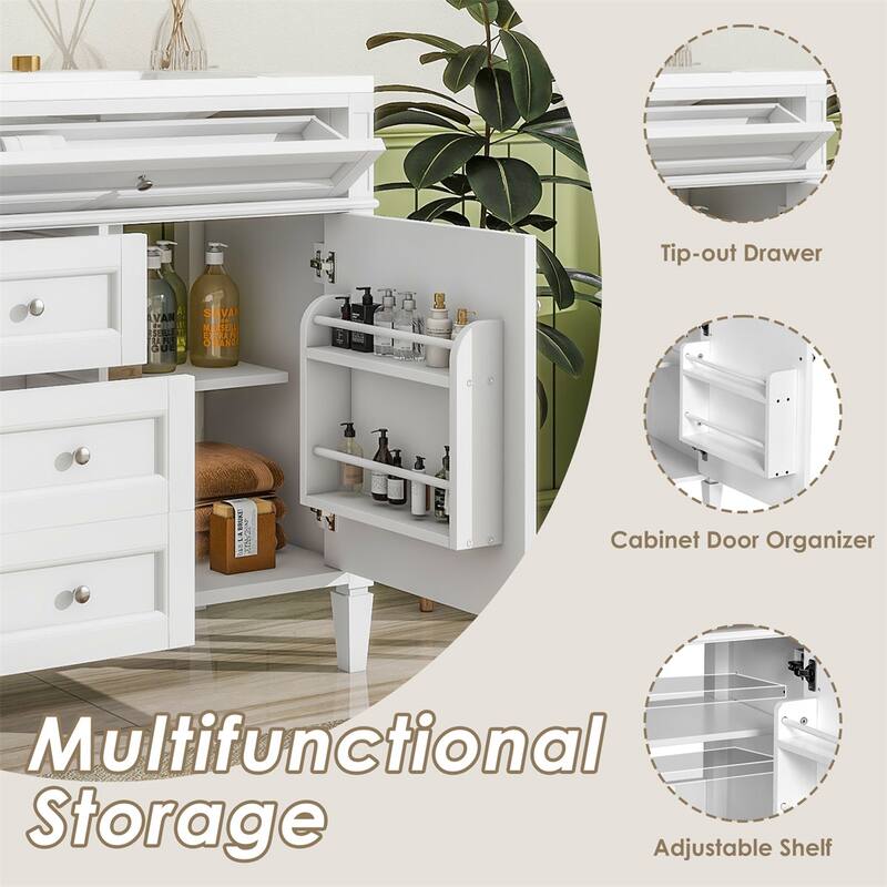 36'' Bathroom Storage Vanity Cabinet with Single Ceramic Sink, Drawers
