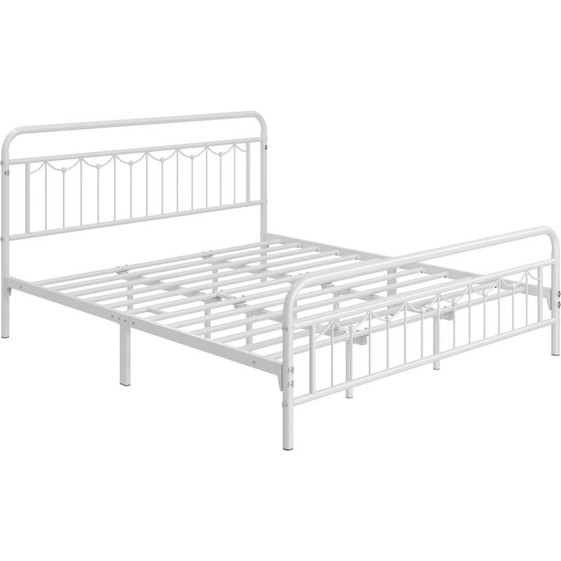 Yaheetech Metal Platform Bed Frame with Vintage Headboard and Footboard Metal Bed Base