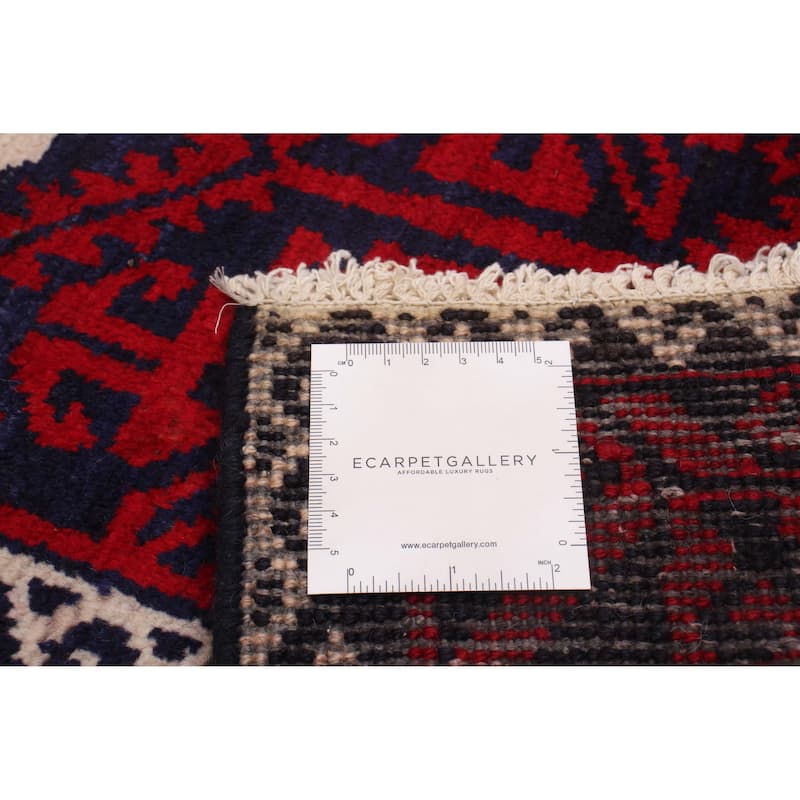 ECARPETGALLERY Hand-knotted Baluch Red Wool Rug - 3'10 x 7'3