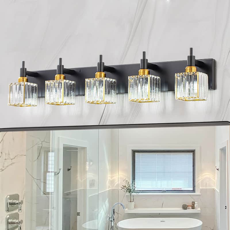 2/3/4-Light Modern Bathroom Crystal Vanity Light Wall Sconces - 35.4 - Black Gold