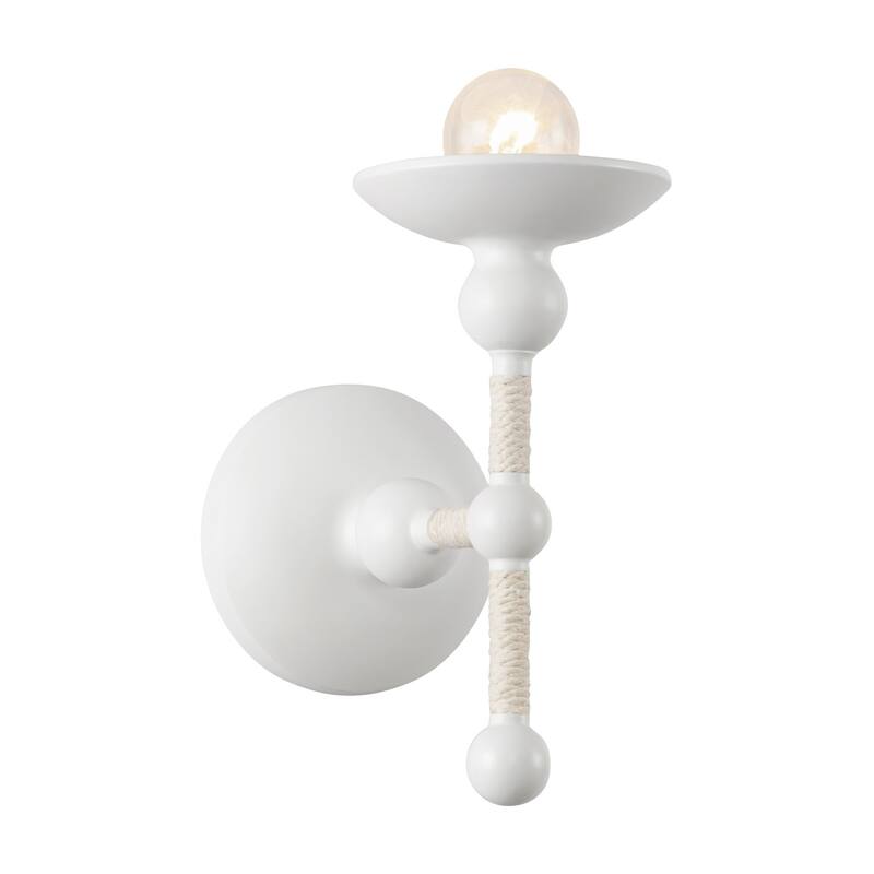 Alora Lighting WV343104 Nadine 9" Tall Wall Sconce - Matte White / Natural Cotton