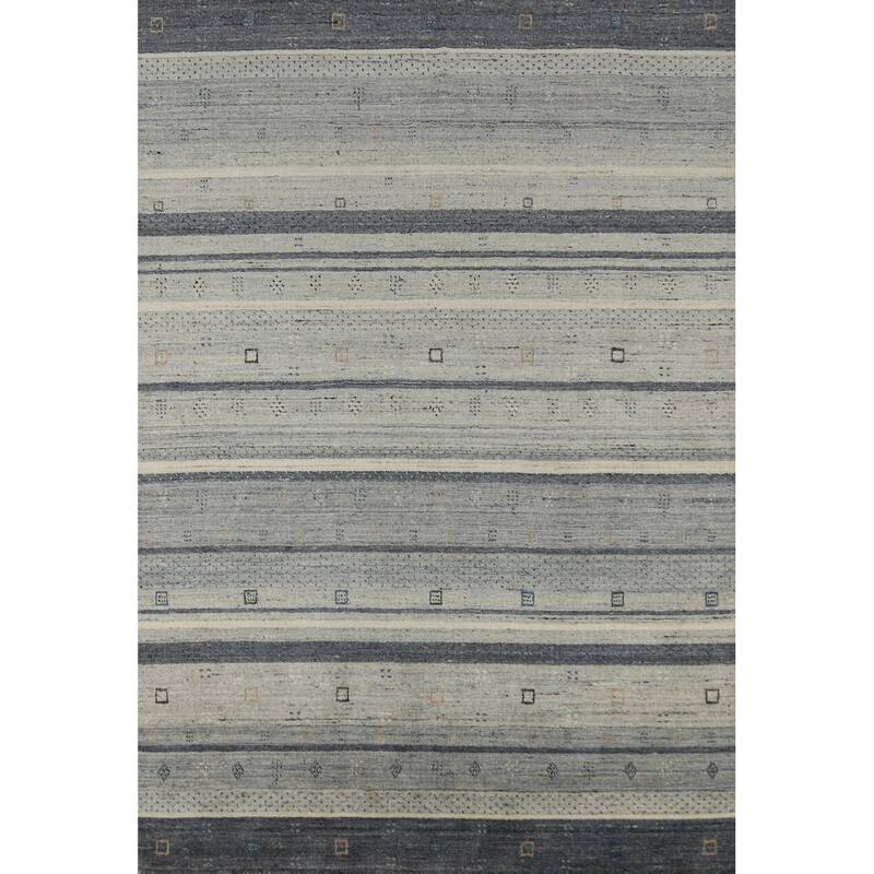 Gabbeh Indian Area Rug Handmade Bedroom Grey Wool Carpet - 5'3" x 7'6"