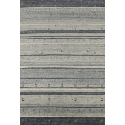 Gabbeh Indian Area Rug Handmade Bedroom Grey Wool Carpet - 5'3" x 7'6"