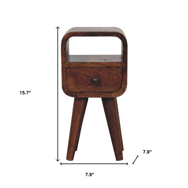 HomeRoots 16" Chestnut Solid Wood Square One Drawer Nightstand