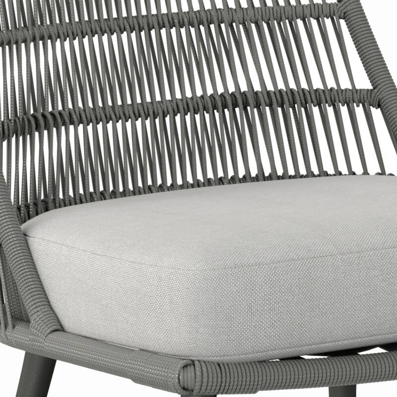 WyndenHall Kiki 20 inch Wide Contemporary Outdoor Dining Chair (Set of 2) in Grey Polyester Fabric - 24" D x 20" W x 33.9" H