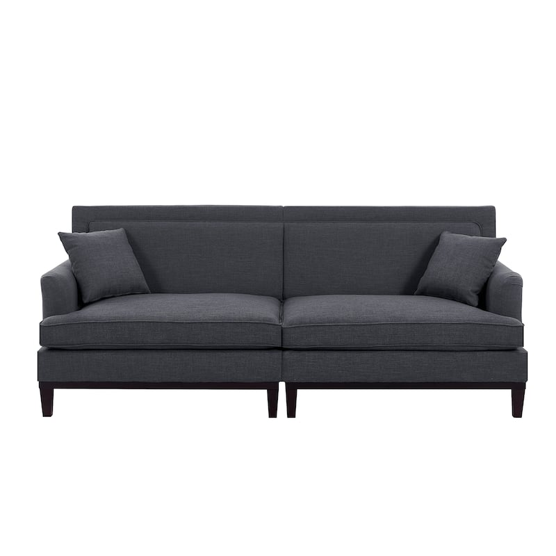 Country-Style Upholstered Sofa with Wooden Legs, Subtle Arm Wrinkles ...