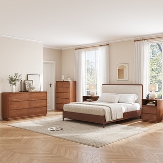 Bedroom Sets with 55.2" Wide 6 Dresser 45.3" Tall Chest of Drawers Charging Station Nightstand Set of 2