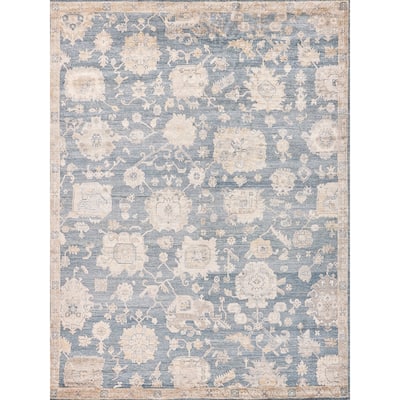 EXQUISITE RUGS Museum Hand-knotted Bamboo Silk Medium Blue Area Rug.