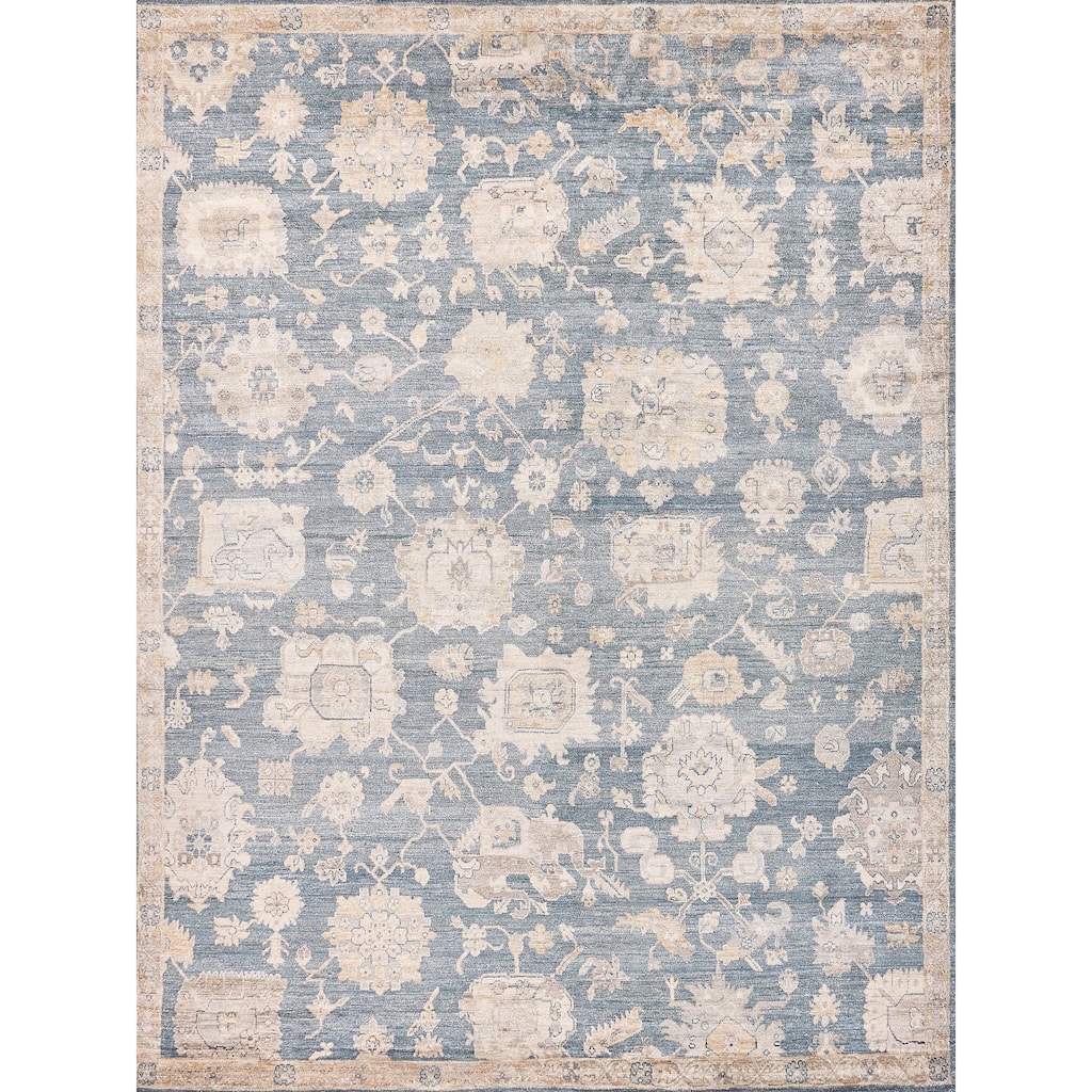 EXQUISITE RUGS Museum Hand-knotted Bamboo Silk Medium Blue Area Rug.