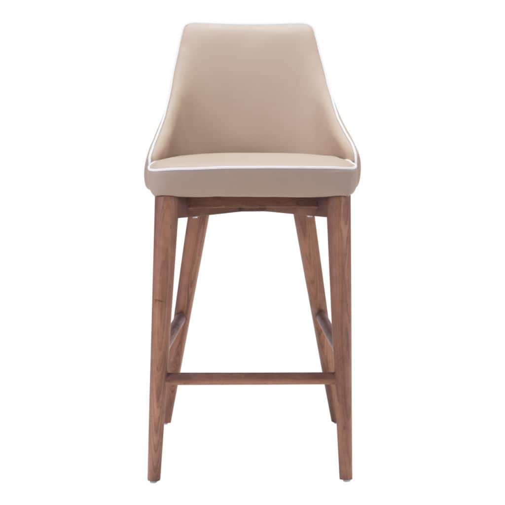 26" Modern Upholstered Counter Height Bar Stool with Solid Wood Frame and Footrest - 18"L x 19.7”W x 37"H