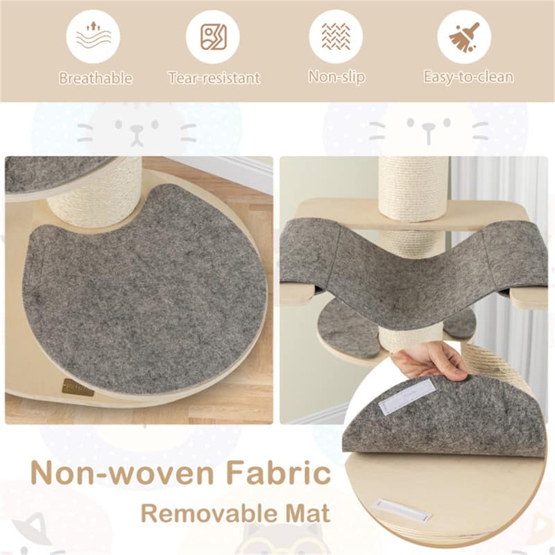 Cat Tree with Scratching Posts, Plush Perch, and Anti-Slip Pads for Active Cats - 22.5" x 19" x 47"