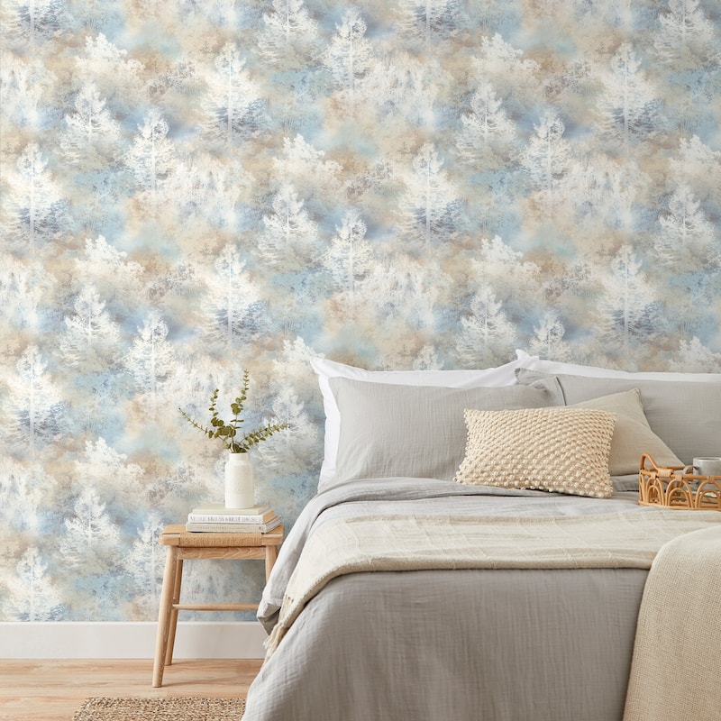 Fine Decor Willem Blue Tree Wallpaper