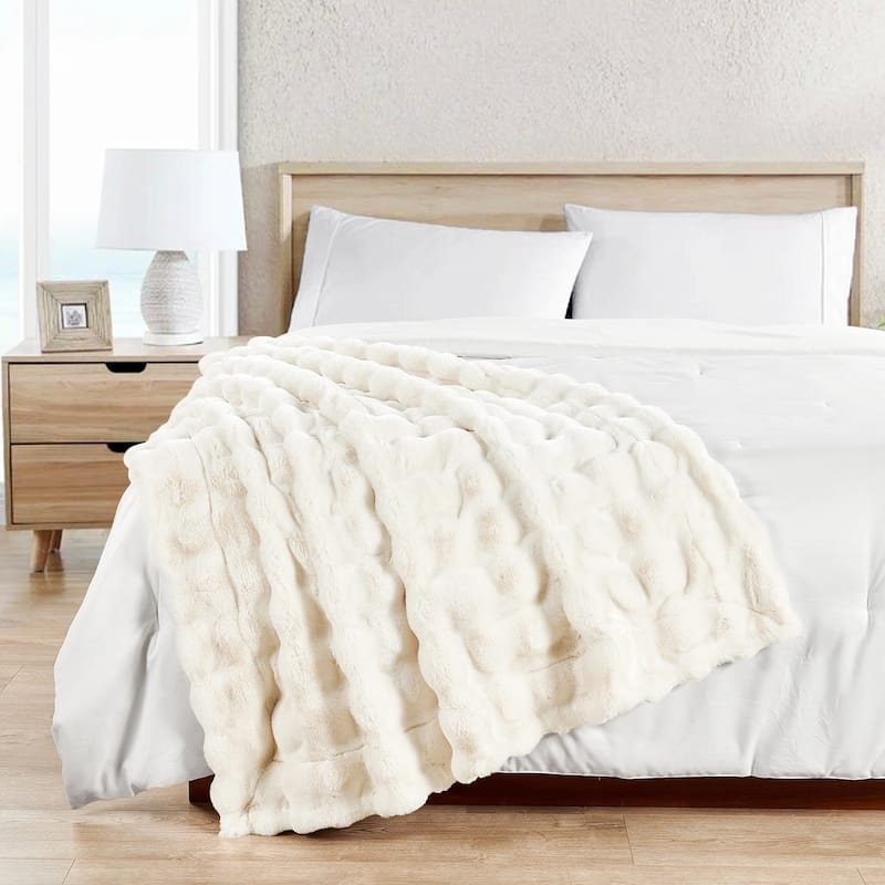 Home Soft Things Super Soft Fluffy Textured FauxFur Throw Blanket