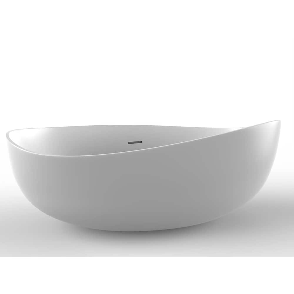 Newport 71" Solid Surface Freestanding Soaking Bathtub in White, Gray, or Black