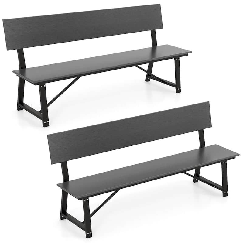 1/2 PCS Outdoor Bench 4-Person 72'' Garden Bench with Backrest - 2 PCS