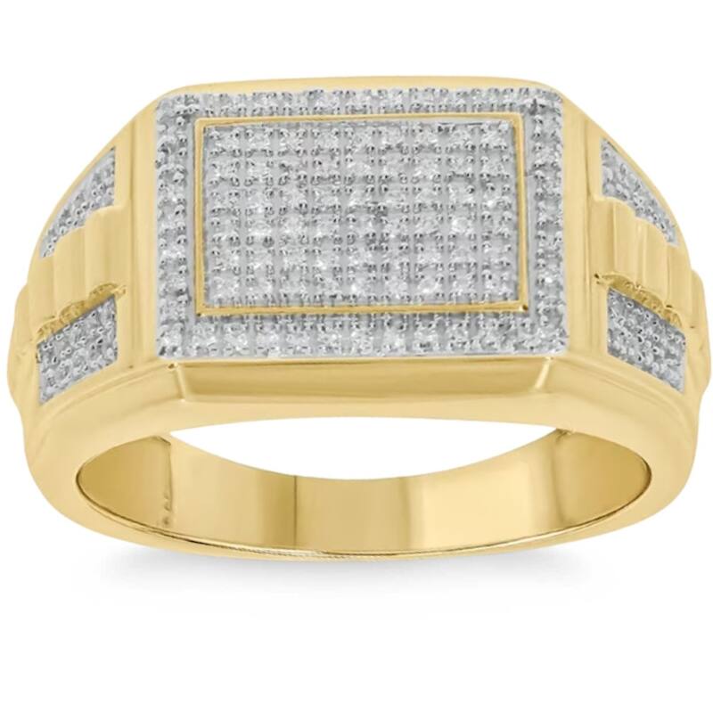 1/2Ct TW Diamond Men's Ring Yellow Gold 9mm Wide