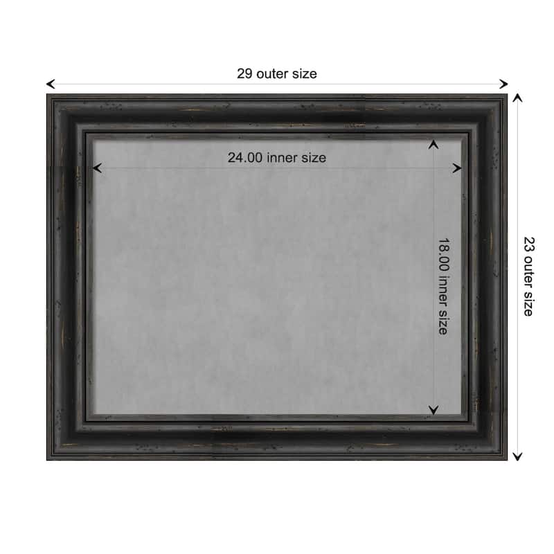 Amanti Art Rustic Pine Black Framed Magnetic Board - Board Size 24x18