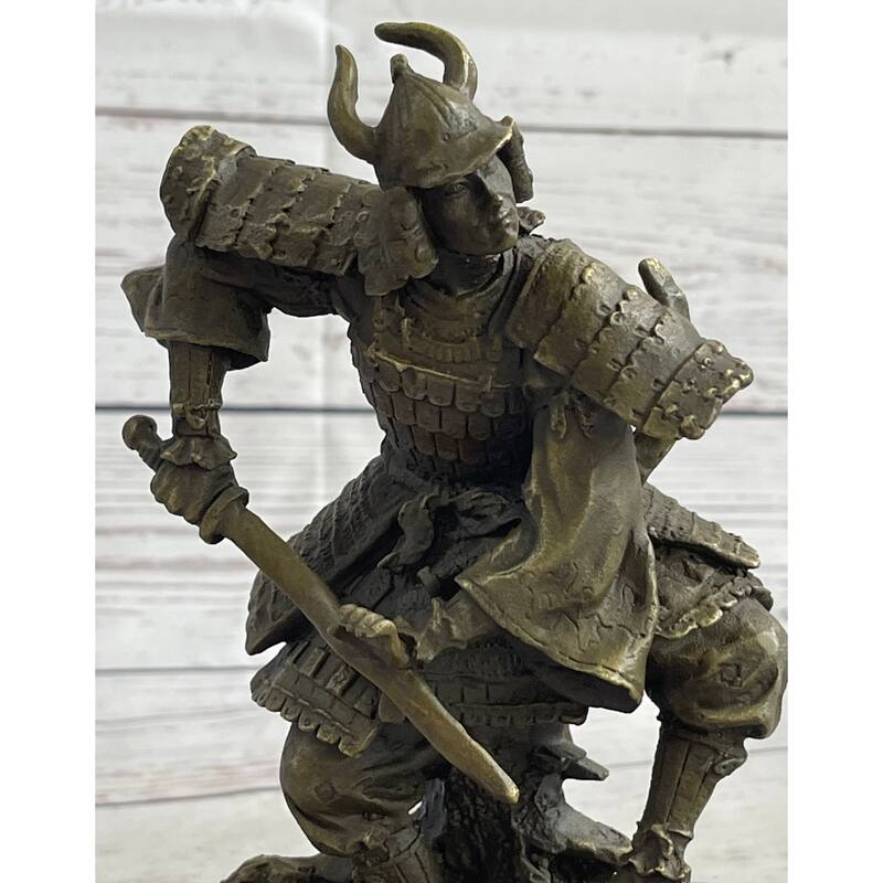 Japanese Samurai Warrior Bronze Statue Sculpture Figure Signed Original 9 Inches X 5 Inches
