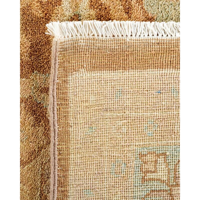 Overton Hand Knotted Wool Vintage Inspired Modern Contemporary Eclectic Brown Area Rug - 9' 0" x 11' 10"
