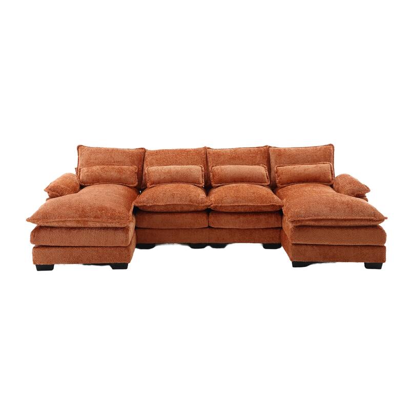 110.63" Boucle U-Shaped Sectional Sofa with Reversible Design