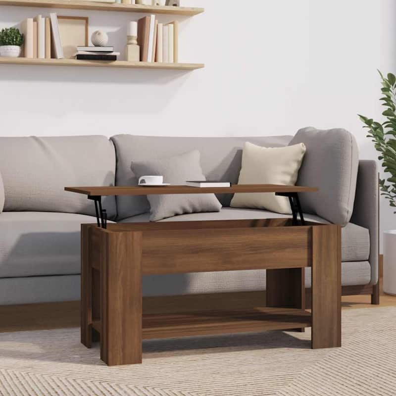vidaXL Coffee Table Lift Top End Table Accent Side Sofa Table Engineered Wood - 39.8" x 19.3" x 20.5" - Brown oak