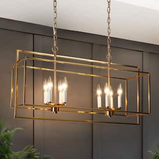Dilley Modern 8-Light Gold Island Chandelier for Kitchen Island Dining Room - 31.9" L x 10.4" W x 16.7" H