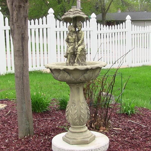 Sunnydaze Lovers Umbrella Solar on Demand Water Fountain & Lights - 43 Inch Tall