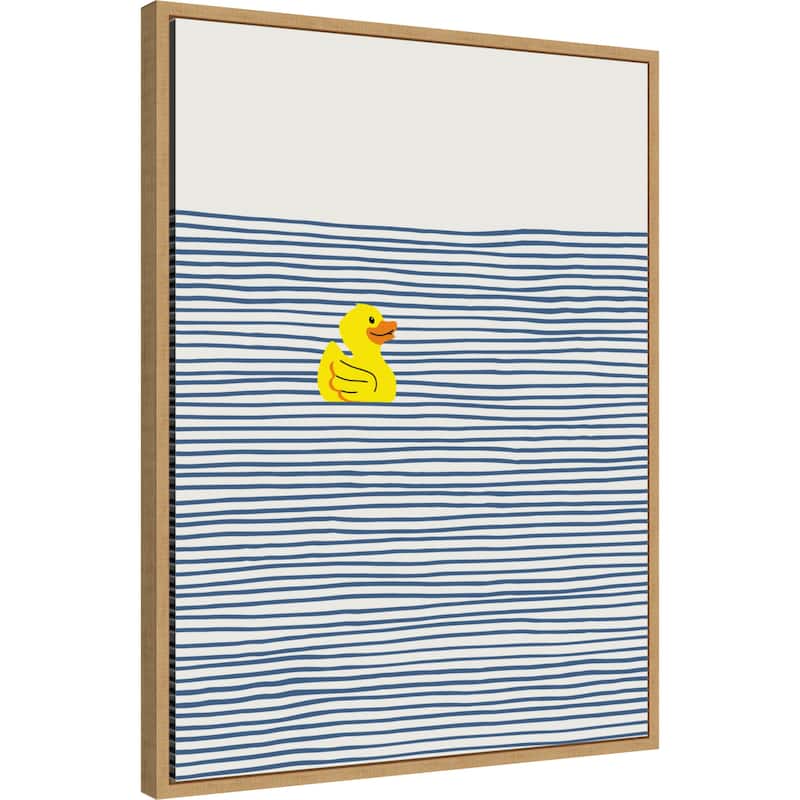 Yellow Duck Afloat by Little Dean Framed Canvas Wall Art