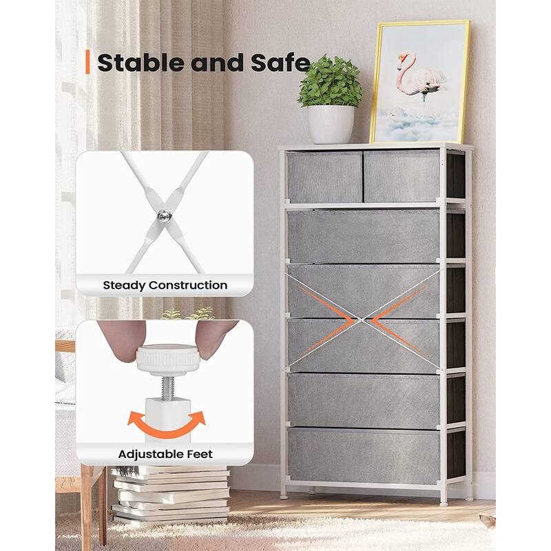 7 Drawers Dresser, Tall Dresser Vertical Storage Tower with Wooden