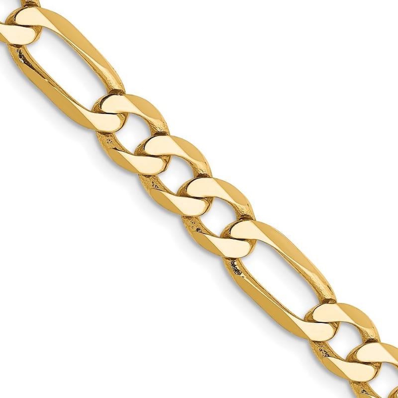 Curata 14k Yellow Gold Solid Polished 6.25mm Flat Figaro Chain Bracelet Lobster Claw