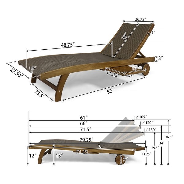 dimension image slide 0 of 3, Banzai Wicker and Wood Outdoor Chaise Lounge (Set of 2) by Christopher Knight Home