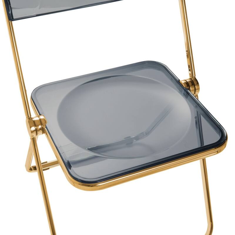 Lawrence Modern Foldable Transparent Acrylic Folding Dining Chair with Accent Gold Chrome Frame for Home Living and Dining Room