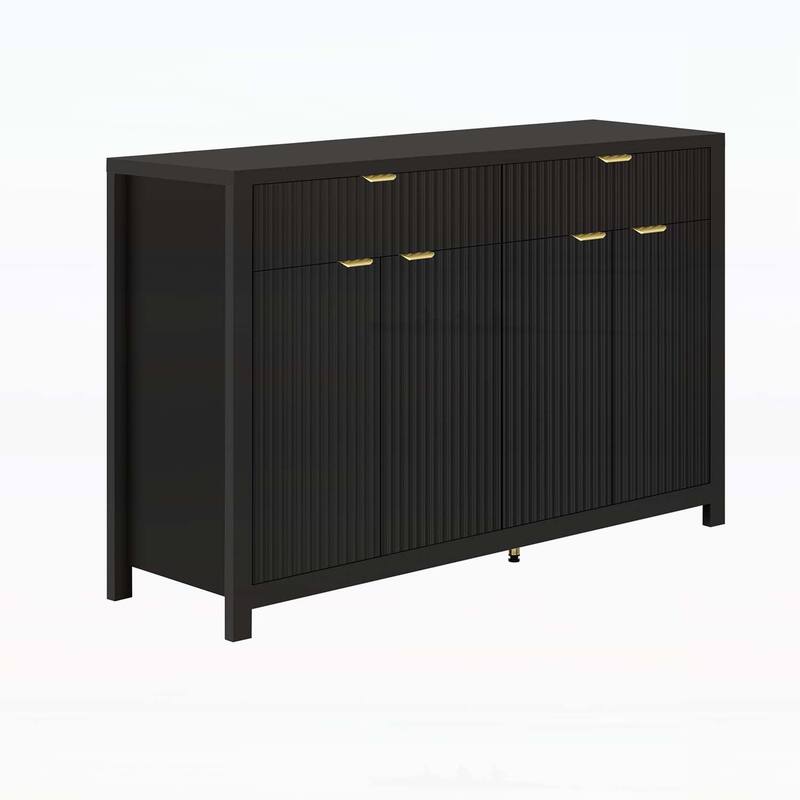 Modern Wave-Pattern Sideboard Cabinet with Drawers,Doors,for Various Living Spaces