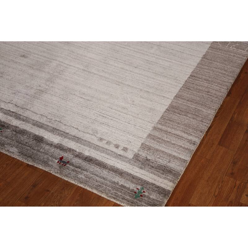 Tribal Beige Gabbeh Indian Area Rug Handmade Oriental Wool Carpet - 5'5" x 7'7"