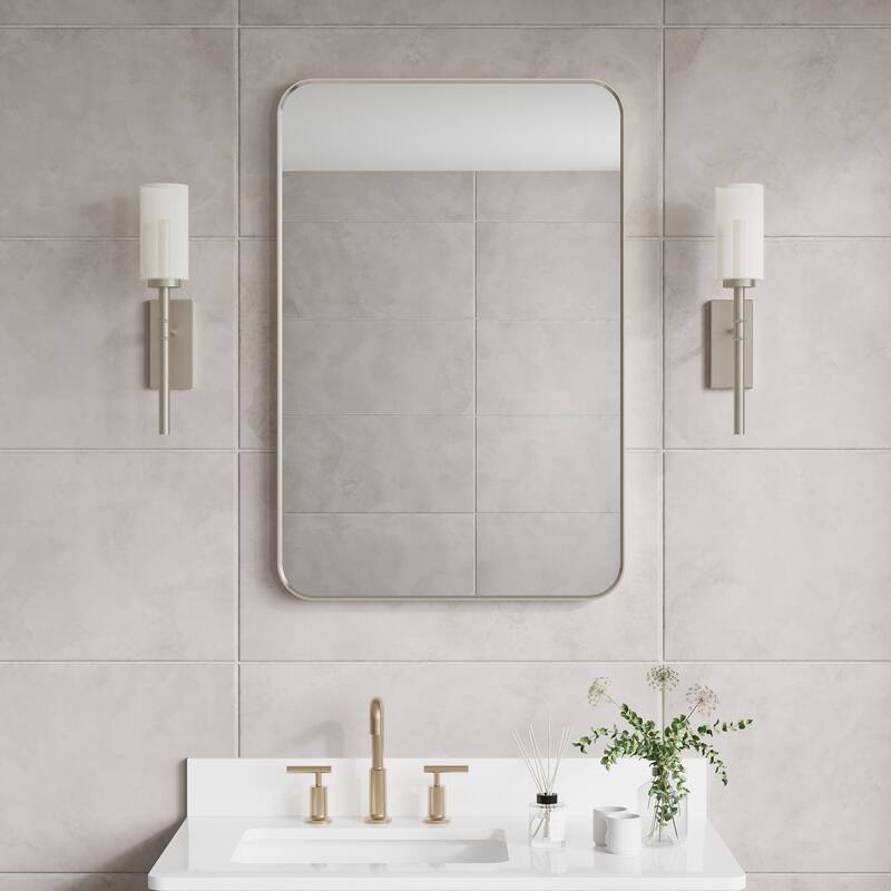 Modern Bathroom Rectangular Wall Mounted Anodized Aluminum Framed Vanity Mirror