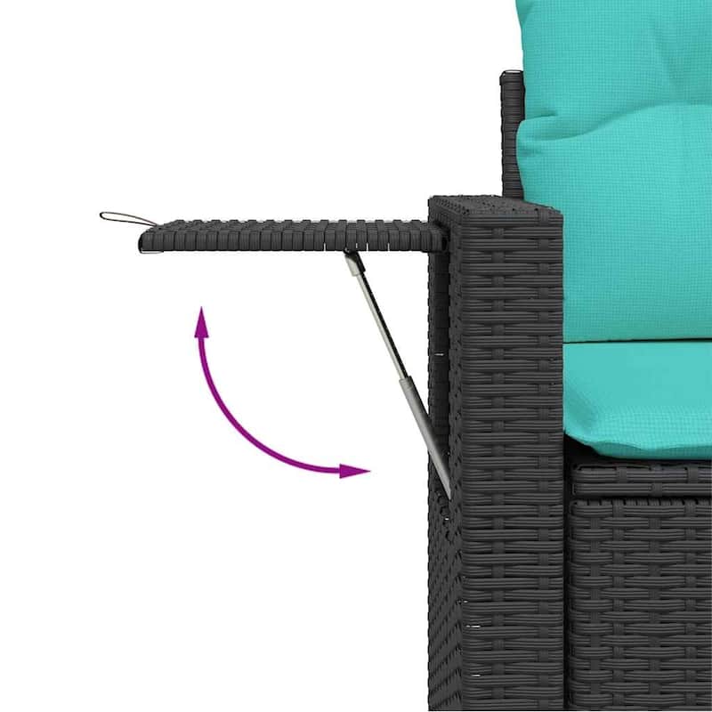 vidaXL Patio Sofa Set with Cushions Modular Conversation Set 7 Piece Poly Rattan - 21.7 x 24.4 x 27.2