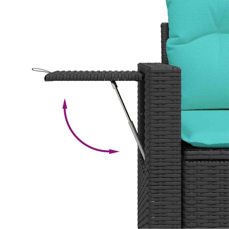 vidaXL Patio Sofa Set with Cushions Outdoor Furniture 9 Piece Poly Rattan - 21.7 x 24.4 x 27.2